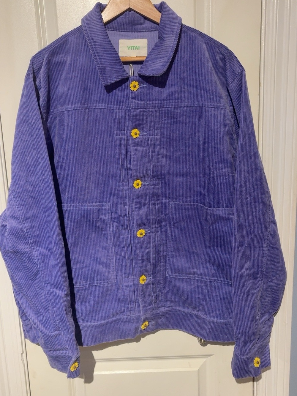 YITAI Purple Corduroy Daisy Flower Button Jacket 2XL NWT Oversized Shacket